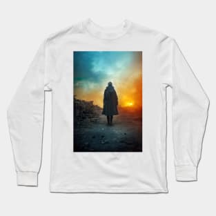 Lone soldier against war with Ukrainian flag colors Long Sleeve T-Shirt